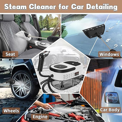 Handheld Steam Cleaner for Home, 2500W High Temperature Pressurized Machine, 1.6L Water Tank, Handle-controlled Steam Output, Portable Cleaning Steamer for Car, Bed Bugs, Furniture, Grout (White)