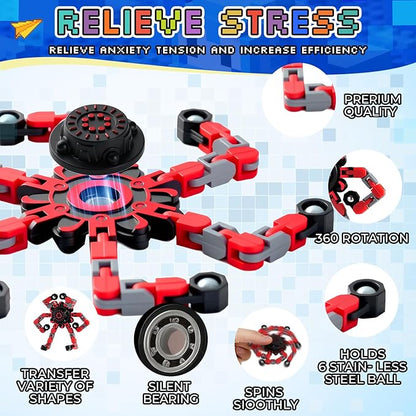 12PCS Transformable Fidget Spinners Valentines Day Gifts for Kids Adults,Deformable Chain DIY Robot Spinner Sensory for Boys Girls,Valentine's Gift Exchange for Classroom,Valentine's Fidget Toys