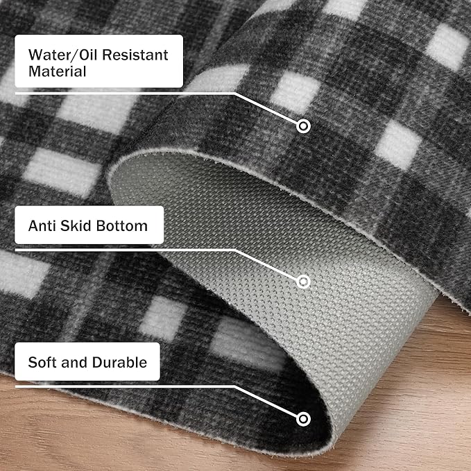 GENIMO Checkered Rug 4x6 Ft Black and White Fine Plaid Outdoor Rug Buffalo Plaid Rugs Mat Fall Doormats Washable Rug for Front Porch Decor Indoor Entrance Patio Balcony Entryway