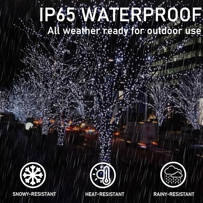 Solar String Lights Outdoor Waterproof 2PK 200LED 66FT Twinkle Lights Auto On/Off Solar Powered LED Fairy Light Green Wire with 8 Modes for Christmas Tree Party Wedding Garden Decoration (Cool White)