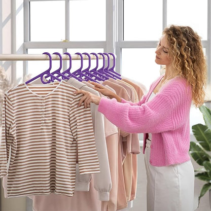 NEATERIZE Ultra Heavy Duty Plastic Clothes Hangers - Purple - Durable Coat, Suit and Clothes Hanger. Perchas De Ropa (12 Pack - Purple)