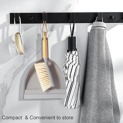 Small Dustpan and Brush Set - Mini Broom with Dustpan Set, Handheld Broom and Dust Pan Combo Set for Home, Pet Care, Car, 14 x 8.7 inch, Grey