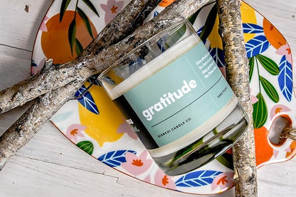 Gratitude, Bergamot & Citrus, Highly-Scented, Inspirational Soy Candle, Made in USA, Pure Essential Oils, Aromatherapy, 8 oz