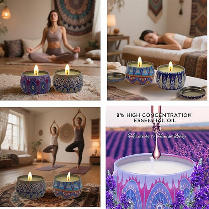 Scented Soy Candles Gift Set for Women – 4 Large 4.4 oz Aromatherapy Jar Candles, 120-Hour Burn Time, Spring Home Decor, Wedding & Yoga Relaxation Gift