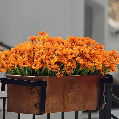 72 Bundles Artificial Mums for Outdoors/Indoors, Fake Flowers Faux Mums for Outdoor Planters, Fall Flowers Artificial for Decoration Garden Porch Window Box Home Wedding Farmhouse