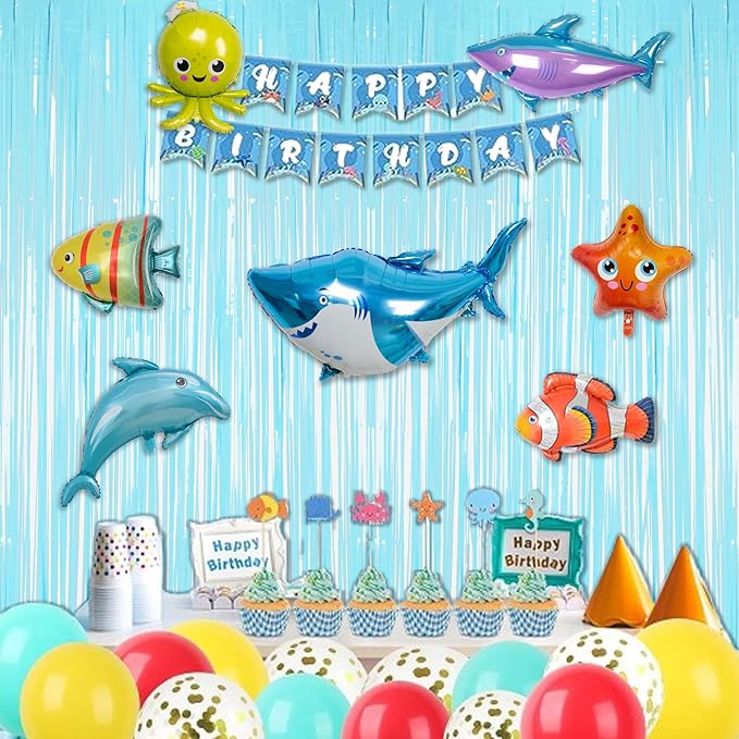 BRAVESHINE Foil Fringe Curtains Backdrop - 2Pcs Pastel Blue Streamers Tinsel Backdrop for Christmas/Winter’s Snowflake/Frozen/Boy/Under Sea/Shark/Mermaid/Bachelorette/Birthdays Party Decorations