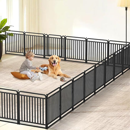 New Thickened Version Dog Playpen, 32 Inch Dog Fences for The Yard, Portable Outdoor Dog Playpen for Large/Medium/Small Dogs, Foldable Metal Dog playpen, with Doors (32 Panels)