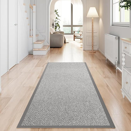 Washable Hallway Runner Rug 2x5 Jute Like Kitchen Runner Mat Rugs Non Slip, Woven Soft Entryway Farmhouse Runner Boho Floor Carpet for Indoor Laundry Hall Backdoor Bedroom Living Room, Grey