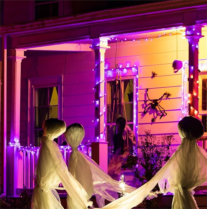 Brown Wire, Purple Incandescent Bulb 100 Mini String Lights for Indoor Halloween Tree Home Garland Birthday Wedding Party Festival Decoration