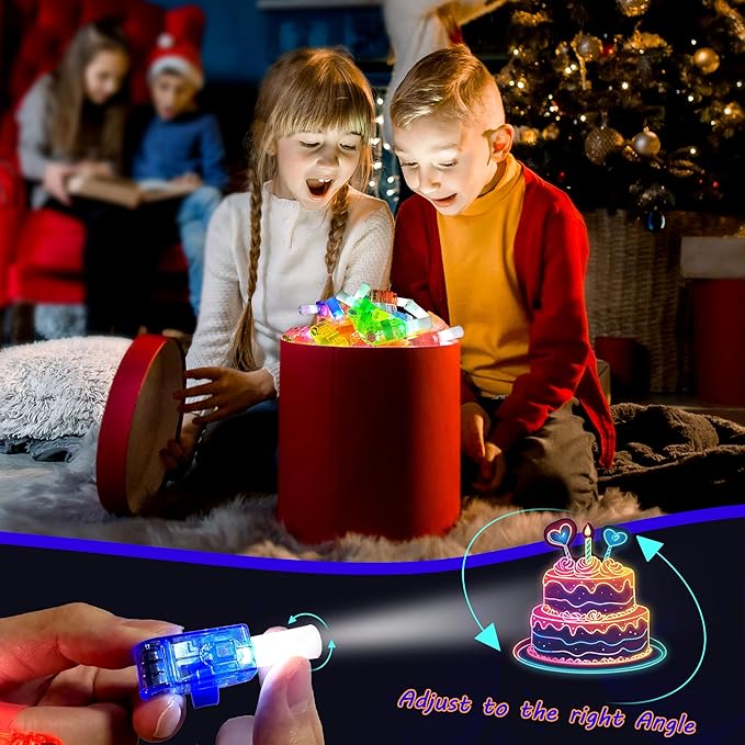 24PCS Neon Happy Birthday Party Favors LED Finger Lights：Glow-in-the-Dark Light-Up Toys Bulk for Kids 4-8-12,Goodie Bags for Kids Birthday Party Decorations Supplies, Classroom Prizes, Fun Gifts