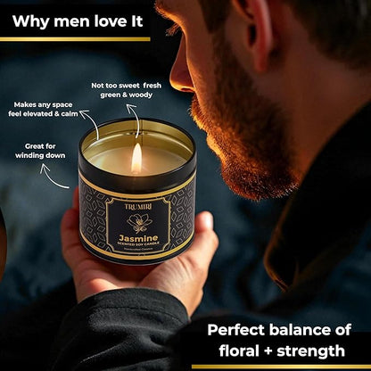 Jasmine Candle Strong Scented Soy Candel Natural Non Toxic Velas Aromáticas Gift for Women Pack of 1 5Oz Decorartive Travel Tin