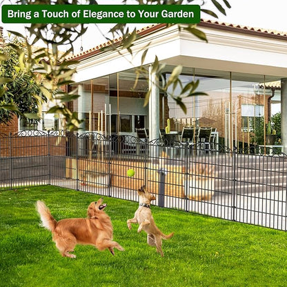 No Dig Decorative Garden Fence 6 Panel - 36in H x 12ft L, Tall Animal Barrier for Dogs Rabbits, Rustproof Metal Wire Panels for Yard, Patio, and Outdoor Border Use