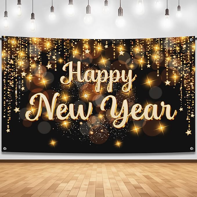 KatchOn, Happy New Year Banner 2026 - XtraLarge 72x44 Inch | Happy New Year Backdrop for Happy New Years Decorations 2026 | NYE Banner | NYE Decorations 2026, New Years Eve Party Supplies 2026