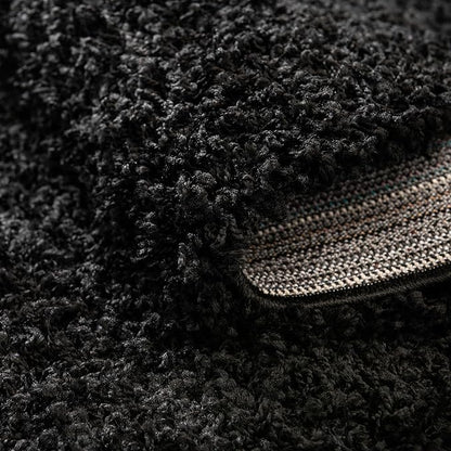 Unique Loom Solid Shag Collection Area Rug (3' 3" x 5' 3" Oval, Jet Black)