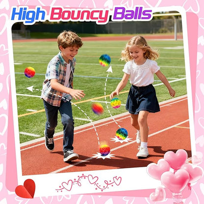 24 Pcs Valentine’s Day Gift Moon Bouncy Balls Bulk with Cards Multicolored Stress Space Balls Party Favors School Classroom Exchanges Goodie Bags Outdoor Sport Toys for Toddlers Boys Girls Kids Teens