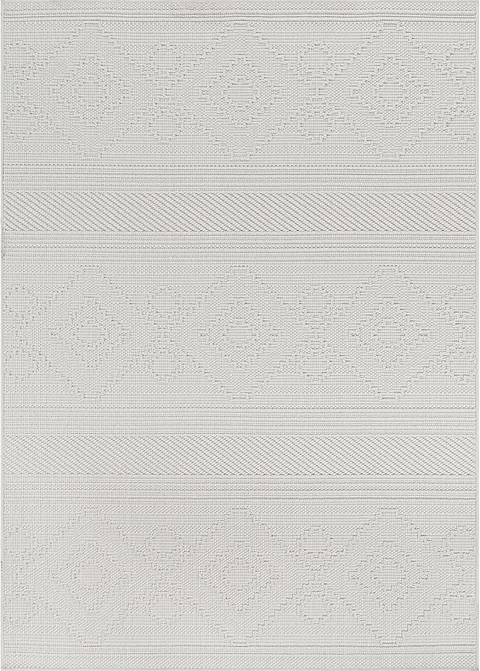 Beverly Rug Micro Loop Large Area Rug White 9x12 Modern Luxury Boho Geometric Durable Indoor Area Rugs for Living Dining Room Office Stain Resistant Non Shedding Casual Indoor Carpet White 9 x 12