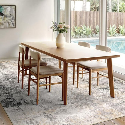 Area Rug Living Room Rugs - 8x10 Modern Abstract Soft Indoor Neutral Washable Rug Stain Resistant Non-Slip Low Pile Carpet for Bedroom Dining Room Home Office - Charcoal Grey