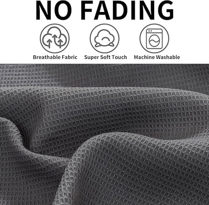 QUILTINA Dish Towels Set,100% Cotton Waffle Weave Kitchen Towels 6 Pack,14 x 14 Inches Dish Towels for Kitchen,Super Absorbent for Drying and Cleaning (Dark Grey)