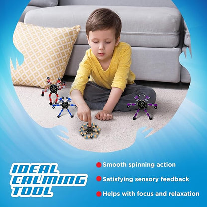 Stomp Rocket Robo Spinner, Transformable Fidget Spinner Set (32 Spinners) - Transformer Robot Fidget Toy for Kids - Cool Sensory Gadgets - Spinning STEM Gifts & Party Favors for Boys, Girls, Teens