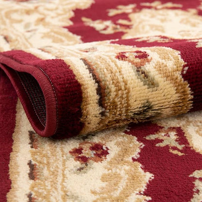 Rugs.com Chateau Collection Rug – 4 Ft Square Red Medium-Pile Rug Perfect for Living Rooms, Kitchens, Entryways