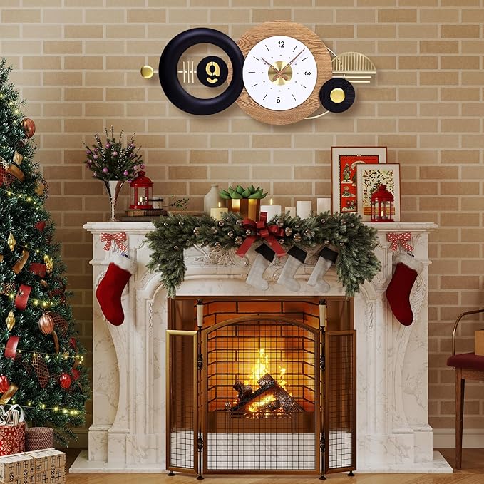 38x17 Inches Wall Clock Battery Operated Silent Non-Ticking, Modern Large Decorative Analog Clocks for Living Room, Bedroom, Apartment - Abstract Art Home & Office Decor, Easy to Read