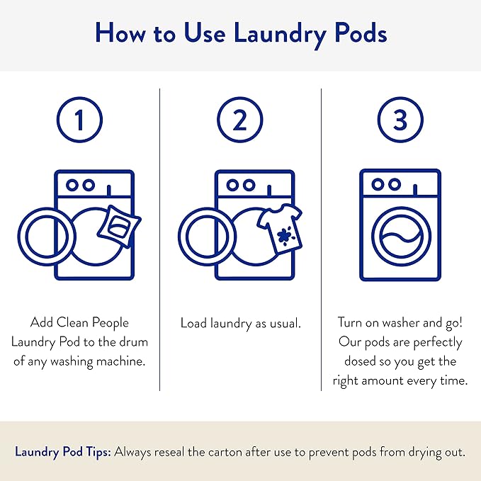 The Clean People Laundry Detergent Pods - Hypoallergenic Laundry Pods - Ultra Concentrated, Recyclable Packaging, Stain Fighting - Spring Scent, 32 Pack