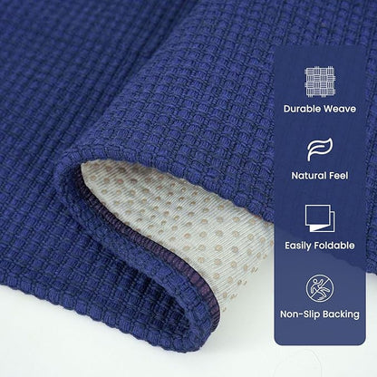 Braided Runner Rug 2x5 Ft Washable Runners for Hallways Kitchen Runner Rug Rubber Backed Cotton Entryway Runner Indoor, Woven Floor Carpet for Hall Kitchen Bedroom, Royal Blue/Navy