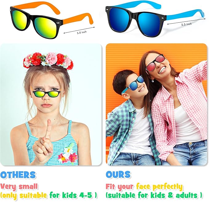 Kids Sunglasses Bulk for Ages 3-5 4-8 8-12 & Adults, 32 Pack Party Favors Neon Sunglasses with UV400 Protection, Great Gift for Birthday Supplies, Beach, Summer Pool Party, Goody Bag for Boys Girls