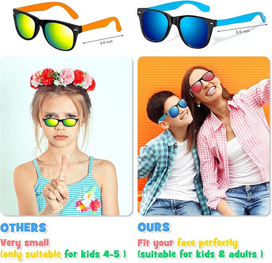 Kids Sunglasses Bulk for Ages 3-5 4-8 8-12 & Adults, 32 Pack Party Favors Neon Sunglasses with UV400 Protection, Great Gift for Birthday Supplies, Beach, Summer Pool Party, Goody Bag for Boys Girls