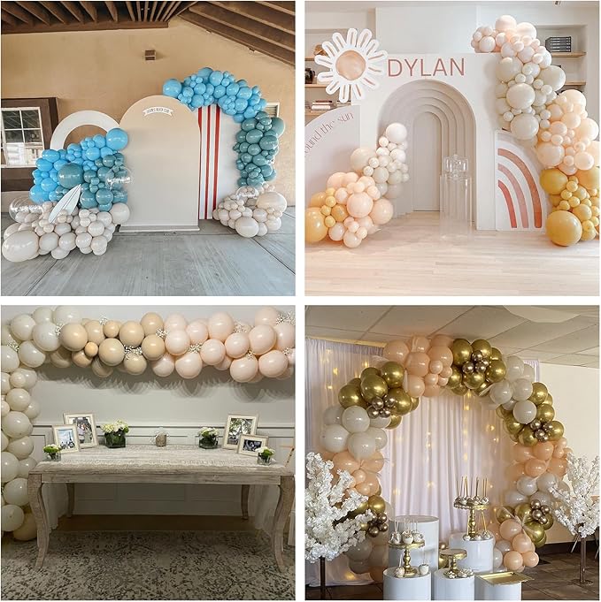 Sand White Balloons 12 Inch, 50Pcs Beige Matte Retro Off White Cream Latex Helium Balloons for Birthday Wedding Baby Shower Anniversary Party Decoration