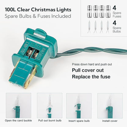 White Christmas Lights,100 Count Clear Mini Lights Incandescent Christmas Tree String Lights, Connectable for Christmas Decoration,Garland,Home,Patio, Wedding,Party,Festival (23 Feet)