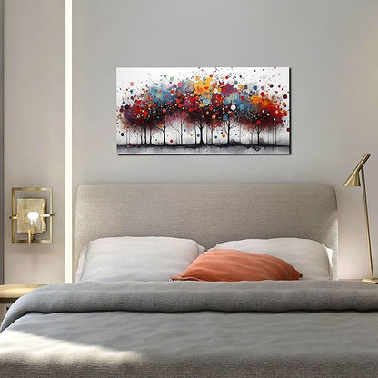Tree Art Wall Decor for Bedroom - Abstract Wall Canvas Art for Office - Colorful Pictures Wall Art for Living Room Size 20" x 40"