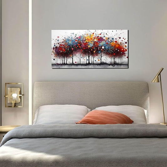 Tree Art Wall Decor for Bedroom - Abstract Wall Canvas Art for Office - Colorful Pictures Wall Art for Living Room Size 20" x 40"