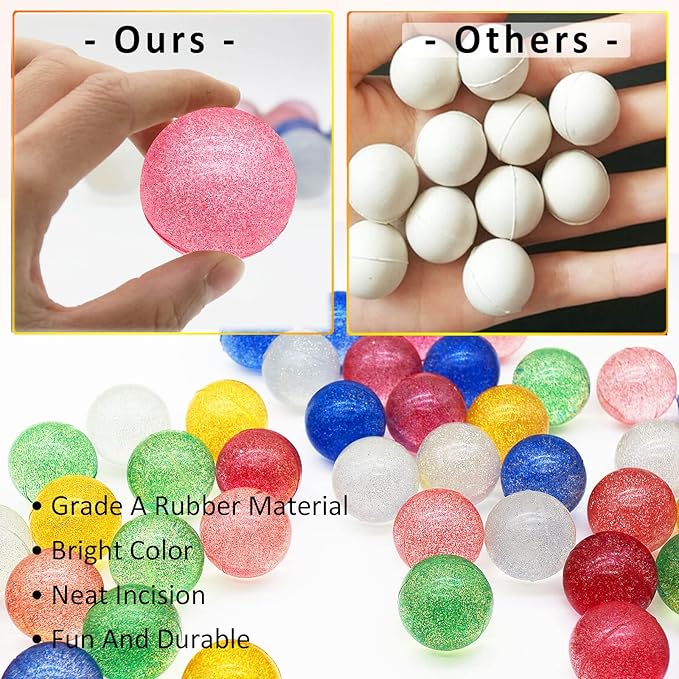 84 Pcs Glitter Bouncy Balls for Kids Party Favors, 6 Colors Rubber Bounce Balls Bulk 45 mm ICY Large Hi Bounce Balls Assorted Colorful High Bouncing Ball for Boys Gilrs Birthday Carnival Prizes