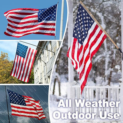 American Flag 5x8 FT TearProof Series, Heavy Duty Tough Spun Polyester USA Flags High Wind for Outside Outdoor with Durable Embroidered Stars Sewn Stripes 3 Brass Grommets