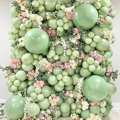 Sage Green Balloons 12 Inch, 100 Pack Eucalyptus Olive Vintage Green Balloon Matte Dusty Green Dark Avocado Green Helium Latex Balloons for Birthday Boho Baby Shower Wedding Party Decorations