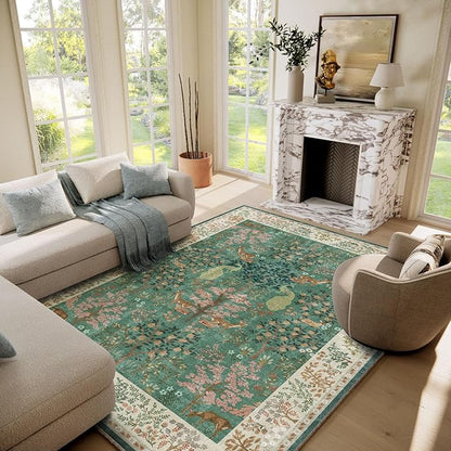 Washable Area Rugs for Living Room: 6x9 Bedroom Rug Stain Resistant Non Slip Low Pile Lightweight Soft Carpets for Living Room Dining Room Kitchen Nursery Kids Room Farmhouse Indoor
