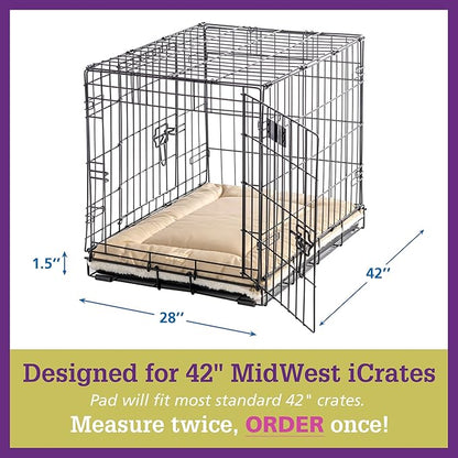 Pet Dreams Dog Crate Pad - Washable Kennel Mat, Crate Pads for Dog Cages, Non-Toxic, Flat Indoor Cat Bed, Fits iCrate 18, 24, 30, 36, 42, 48 Inches (Ivory, X Large, 42")