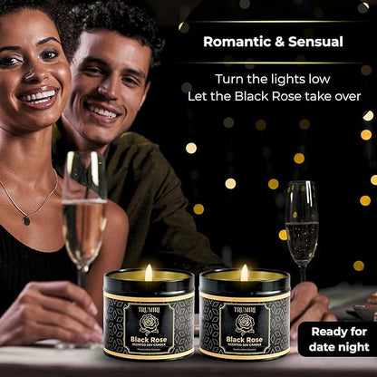 Black Rose Candle Strong Scented Soy Candel Natural Non Toxic Velas Aromáticas Gift for Women Pack of 1 5Oz Decorartive Travel Tin
