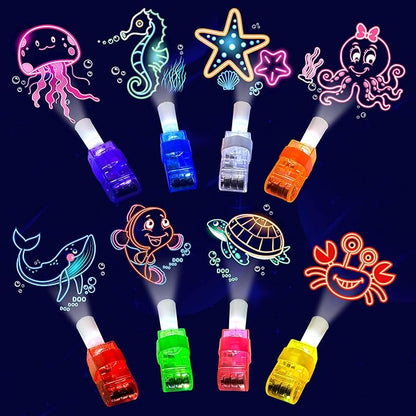 24PCS Under the Sea Party Favors-Summer Beach LED Finger Lights：Glow-in-the-Dark Light-Up Toys Bulk for Kids,Ocean Birthday Party Decorations Supplies,Goodie Bags Stuffers, Classroom Prizes Gifts