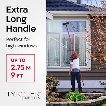 Tyroler Professional Window Squeegee for Home, 12"-110" Long Squeegee for Window Cleaning, 2-in-1 Window Cleaning Squeegee Kit, Indoor & Outdoor Window Cleaner Tool for High Windows & Glass