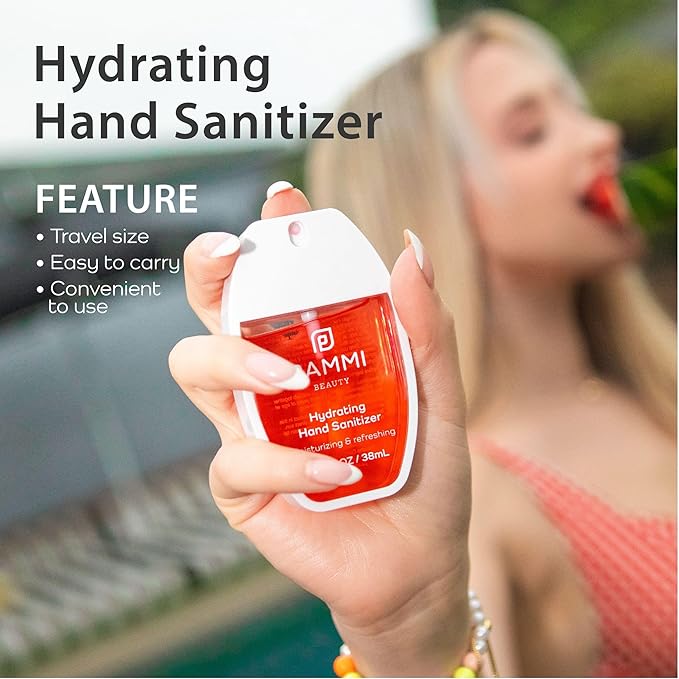 PAMMI Power Mist Hydrating Hand Sanitizer Spray, Portable Travel Size Pocket Hand Sanitizer, Scented Handsanitizer Mini Spray For Car - 600 Sprays (2 Packs (Raspberry Lychee, Strawberry Watermelon))