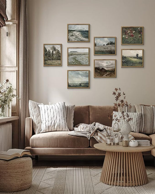 InSimSea Framed Canvas Wall Art Vintage Decor, The Vast Grassland Framed Wall Art Room Eclectic Decor, Canvas Wall Art for Living Room, Bedroom Home Bathroom, 8"x10"