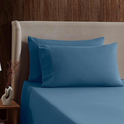 Nestl Queen Sheet Set - Luxury 1800 Ultra-Soft Microfiber Bed Sheets - Double Brushed - Deep Pockets - Easy Fit - 4 Piece Set - Bedding Sheets & Pillowcases (Queen, Blue Heaven)