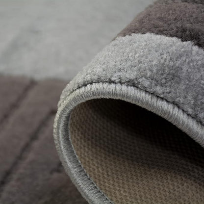 Washable Custom Size Runner Rug Meander Design Grey and Black, (15 Feet Length x 26 Inch Width) Custom Cut Slip Resistant Rubber Backing Runner Rugs, Extra Long Runner Rugs for Hallways
