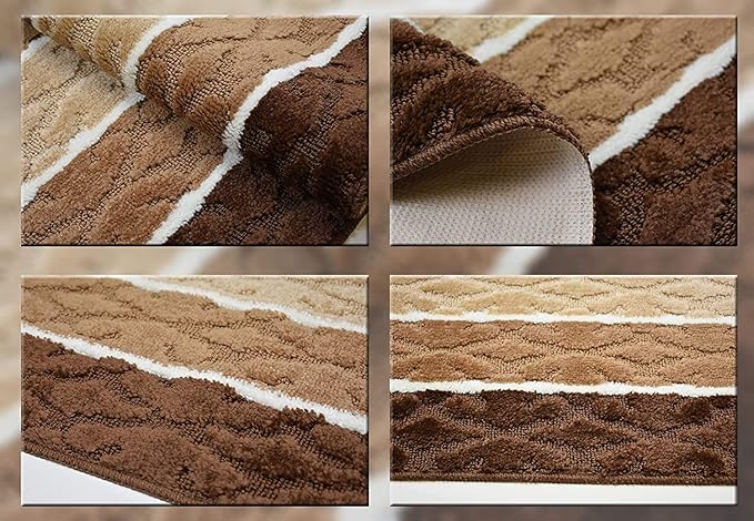 Custom Size Damask Hallway Runner Rug Slip Resistant, 26 Inch Wide x Your Choice of Length Size, Brown, 26 Inch X 21 Feet, Sold and Priced Per Foot