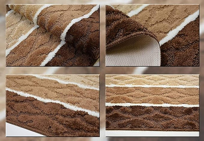 Custom Size Damask Hallway Runner Rug Slip Resistant, 26 Inch Wide x Your Choice of Length Size, Brown, 26 Inch X 21 Feet, Sold and Priced Per Foot