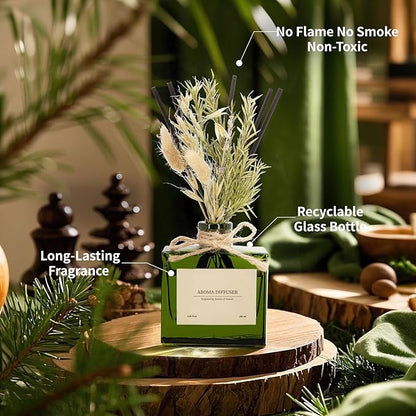 Reed Diffuser, 6.09 oz Ebony Rose Scent Diffuser with Sticks & Dried Flowers, 120 Days Long Lasting Reed diffusers for Home, Elegant Fragrance for Bathroom Bedroom Office Decor, Air Fresh