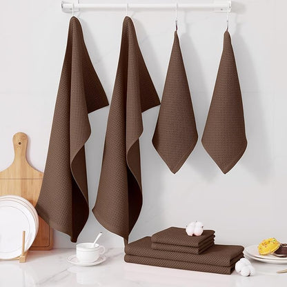 Homaxy 100% Cotton Kitchen Towels and Dishcloths Set, 12 x 12 Inches and 13 x 28 Inches, Set of 10 Bulk Kitchen Towels Set, Ultra Soft Absorbent Dish Cloths for Washing Dishes, Coffee