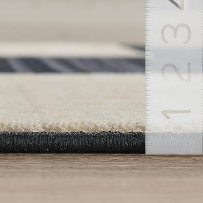 Abani Austin Collection Navy Area Rug - 5' x 8' - Block Checkered Pattern, Non-Shedding - Easy to Clean, Durable for Living Rooms, Dining Rooms & Bedrooms, Pet & Kid Friendly